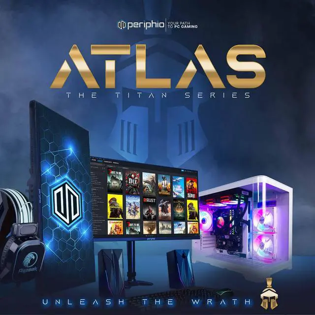 Alt view image 2 of 7 - Periphio Atlas AMD Gaming PC, Liquid Cooled Ryzen 5 5600GT (4.4GHz Turbo), Radeon RX Vega 7 Graphics (Gaming Optimized), 16GB RAM, 2TB SSD, Windows 11 Desktop Computer, WiFi + Bluetooth, 1080p Gaming