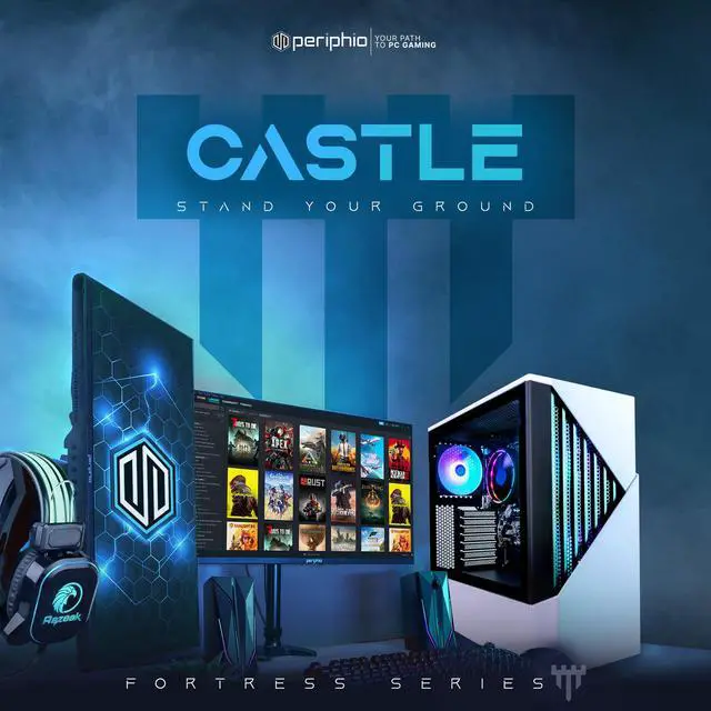 Alt view image 2 of 7 - Periphio Castle Gaming PC Computer - AMD Ryzen 5 5600G, Radeon Vega 7 Graphics, 1TB NVMe Solid State, 16GB DDR4 RAM, Windows 11 Gaming Desktop Tower | RGB Elite 4-in-1 Gaming Bundle
