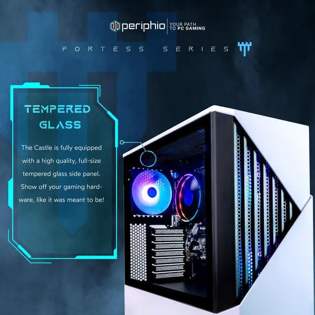 Alt view image 4 of 7 - Periphio Castle Gaming PC Computer - AMD Ryzen 5 5600G, Radeon Vega 7 Graphics, 1TB NVMe Solid State, 16GB DDR4 RAM, Windows 11 Gaming Desktop Tower | RGB Elite 4-in-1 Gaming Bundle