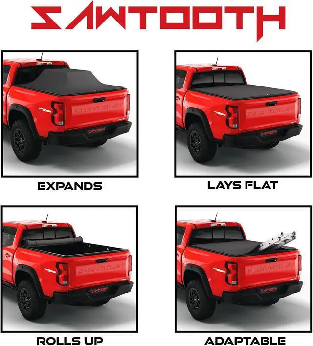 Alt view image 2 of 7 - Sawtooth Expandable Tonneau Cover | Truck Bed Cover | Compatible with 2020-Present GMC Sierra/Chevy Silverado 2500HD, 3500HD | 6'-9" Bed