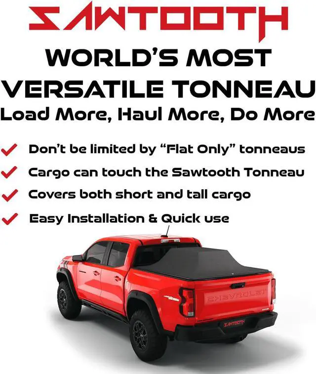 Alt view image 5 of 7 - Sawtooth Expandable Tonneau Cover | Truck Bed Cover | Compatible with 2020-Present GMC Sierra/Chevy Silverado 2500HD, 3500HD | 6'-9" Bed