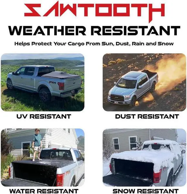 Alt view image 3 of 7 - Sawtooth Expandable Tonneau Cover | Truck Bed Cover | Compatible with 2015-2020 Ford F-150 / Ford Raptor/Ford Lightning (6'-7" Bed)