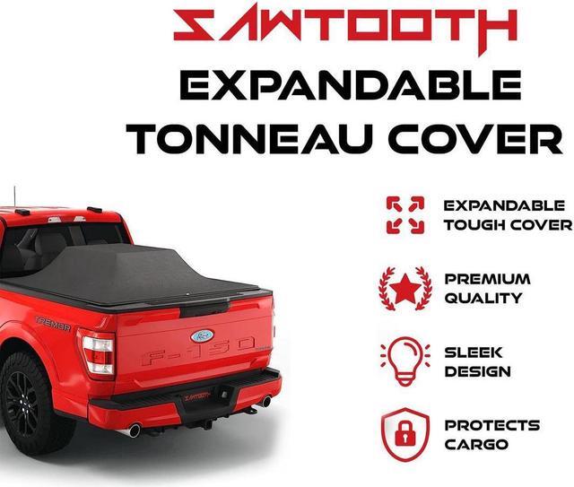 Alt view image 6 of 7 - Sawtooth Expandable Tonneau Cover | Truck Bed Cover | Compatible with  2014-2018 GMC Sierra / Chevy Silverado 1500 |  6'-6" Bed