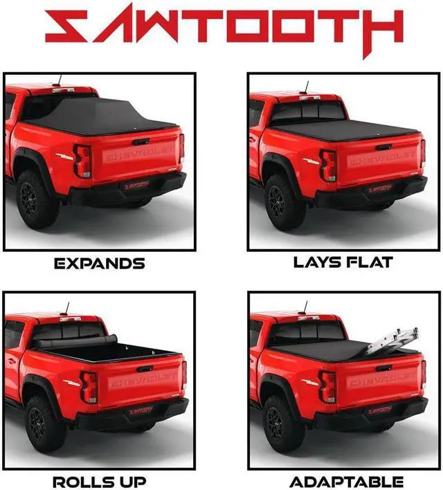 Alt view image 2 of 7 - Sawtooth Expandable Tonneau Cover | Truck Bed Cover | Compatible with 2005-2021 Nissan Frontier (6 Bed)