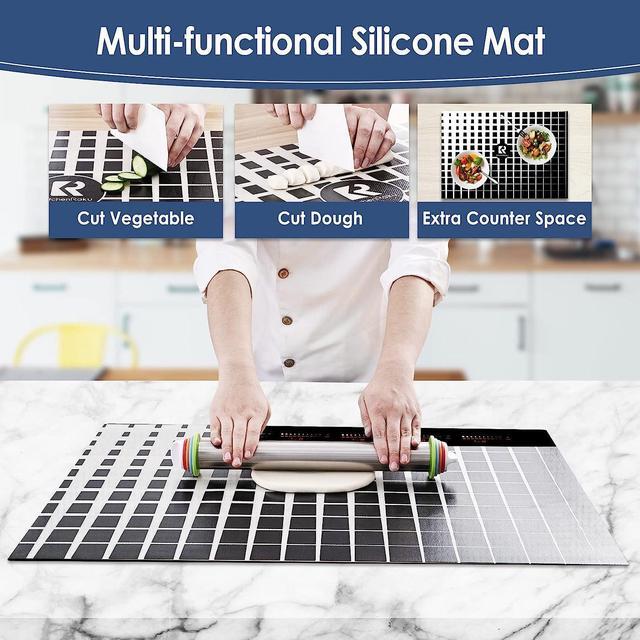 Alt view image 6 of 7 - KITCHENRAKU KR Large Induction Cooktop Protector Mat 20.4x30.7 Inch, Magnetic Electric Stove Covers Antistrike & Antiscratch Glass Top Cover, Silicone for StoveTop