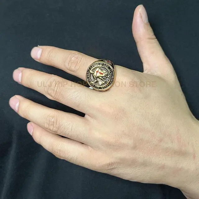 Alt view image 2 of 4 - ULJ Retro The Knight Templar No Rusted Gold Plated Stainless Steel Hip Hop Ring for Men Punk Rings Waterproof Men Jewelry Golden 12
