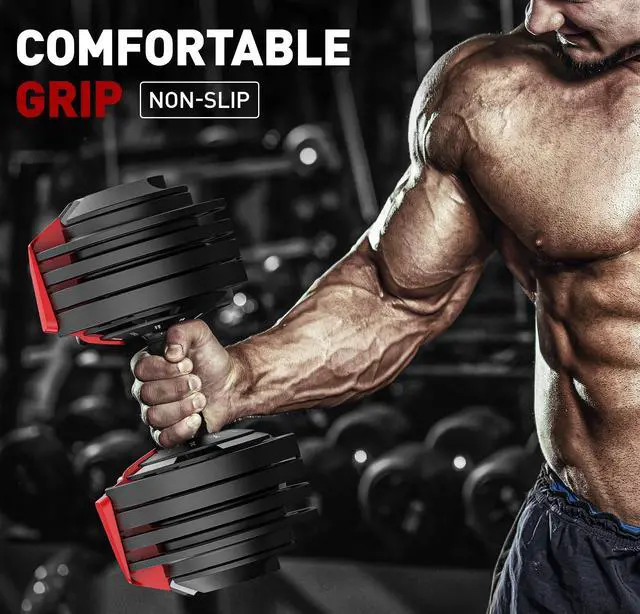 Alt view image 4 of 6 - Motion Space 52.5LB Adjustable Dumbbell Set, 12-IN-1 Dumbbell Free Weights, Premium Comfort Non-slip Metal Handle, Compact Size Fitness Exercise for Home Gym Full Body Workout (Single)