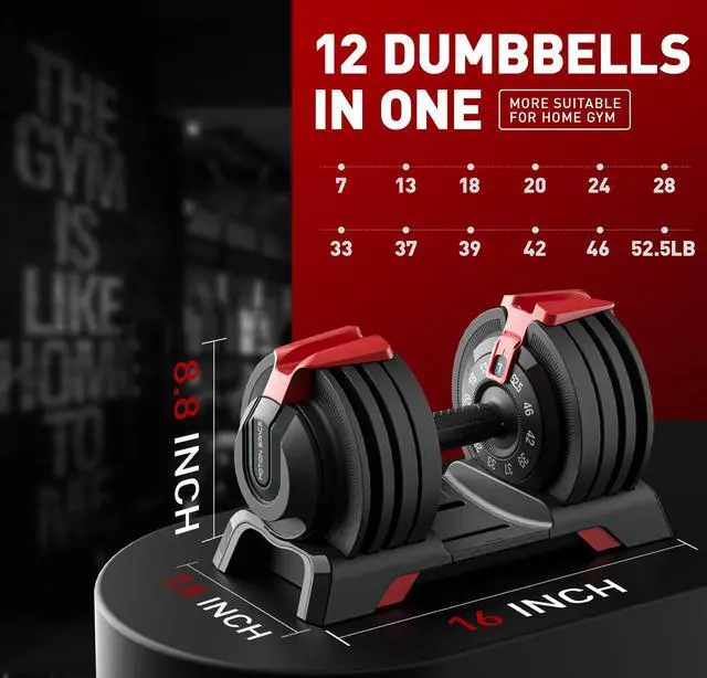 Alt view image 3 of 6 - Motion Space 52.5LB Adjustable Dumbbell Set, 12-IN-1 Dumbbell Free Weights, Premium Comfort Non-slip Metal Handle, Compact Size Fitness Exercise for Home Gym Full Body Workout (Single)