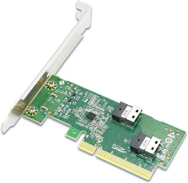 Alt view image 4 of 4 - shinreal PCI Express 4.0 x8 to Two SlimSAS SFF-8654 4i Adapter