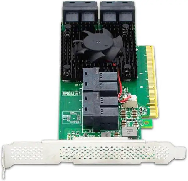 Alt view image 4 of 4 - Shinreal 8 Port U.2 to PCI Express x16 SFF-8639 NVMe SSD Adapter with SFF-8643 Mini-SAS HD 36 Pin Connector and PLX8748 chipset for Servers