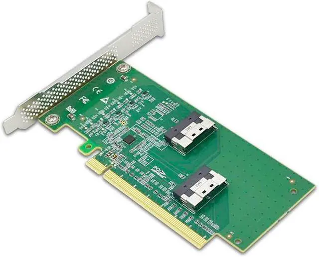 Alt view image 3 of 4 - Shinreal PCI Express x16 to Two SlimSAS SFF-8654 8i Adapter