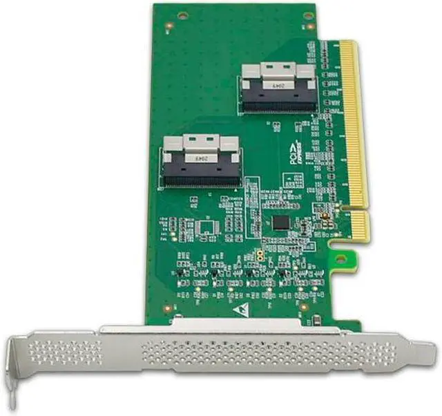 Alt view image 4 of 4 - Shinreal PCI Express x16 to Two SlimSAS SFF-8654 8i Adapter