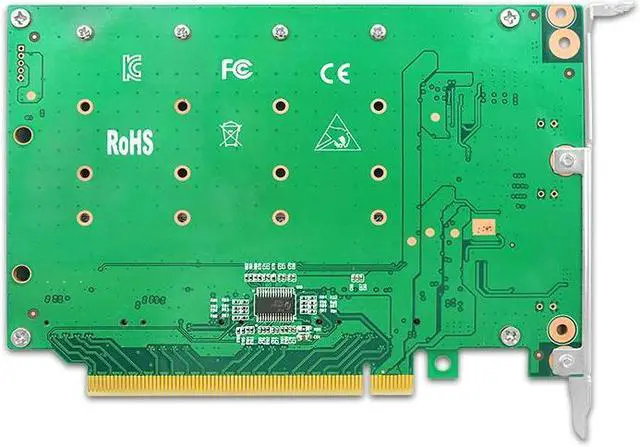 Alt view image 6 of 6 - Shinreal PCIe 4.0 x16 to M.2 NVMe Adapter PCIe Bifurcation with Heatsink, 4 X4 NVMe M.2 SSD in Size 2242/2260/2280-PE3162-4I