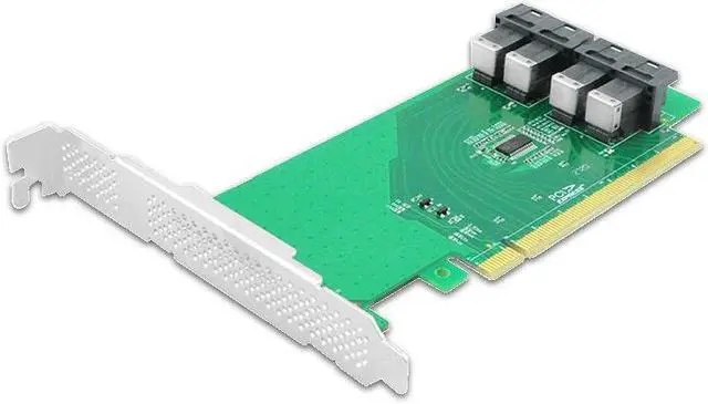 Alt view image 3 of 4 - shinreal PCIe 3.0 x16 to NVMe U.2 SSD Adapter support SPLIT PCIe-PE3163-4I