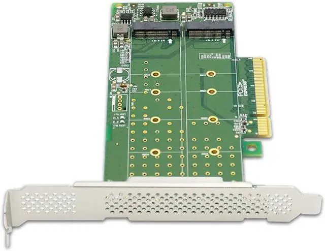Alt view image 4 of 4 - Shinreal PCI Express 4.0 x8 to 2 Port M.2 M Key NVMe SSD Adapter Expansion Card Supports PCIe M.2 NVMe SSD in size 2230 2242 2260 2280 and 22110mm for Storage Servers