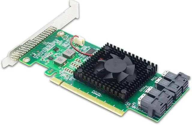 Alt view image 4 of 4 - Shinreal PCI Express 3.0 x16 to 4 x U.2 (SFF-8643) NVMe Switch Adapter PE3163-4I