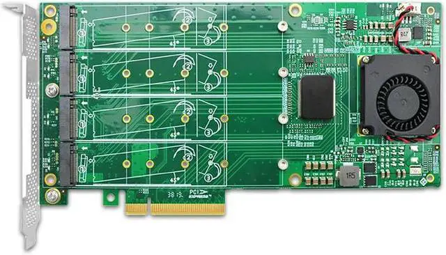 Alt view image 5 of 5 - PCI Express 3.0 x8 to 4 xM.2 NVMe SSD Adapter with Heatsink