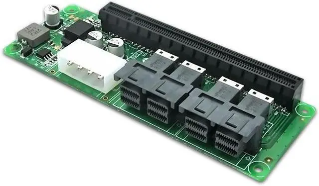 Alt view image 3 of 5 - Shinreal 3316PE 4 Port SFF-8643 to PCIe x16 Slot Adapter