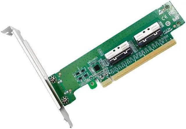 Alt view image 2 of 5 - Shinreal XIC PE5160-4IL PCI Express x16 to Two MCIO 8I Adapter