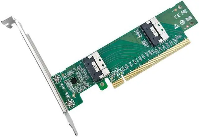Alt view image 2 of 4 - PCI Express x16 to Two SlimSAS SFF-8654 8i Adapter XIC PE4165-4IL shinreal