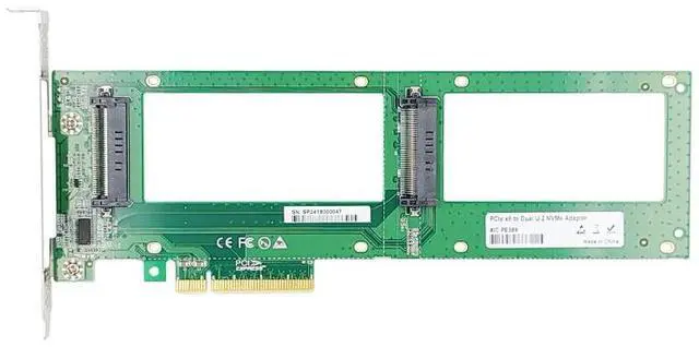 Alt view image 6 of 10 - eShinreal PCIe to 2*U.2 SFF-8639 NVMe SSD Adapter Card