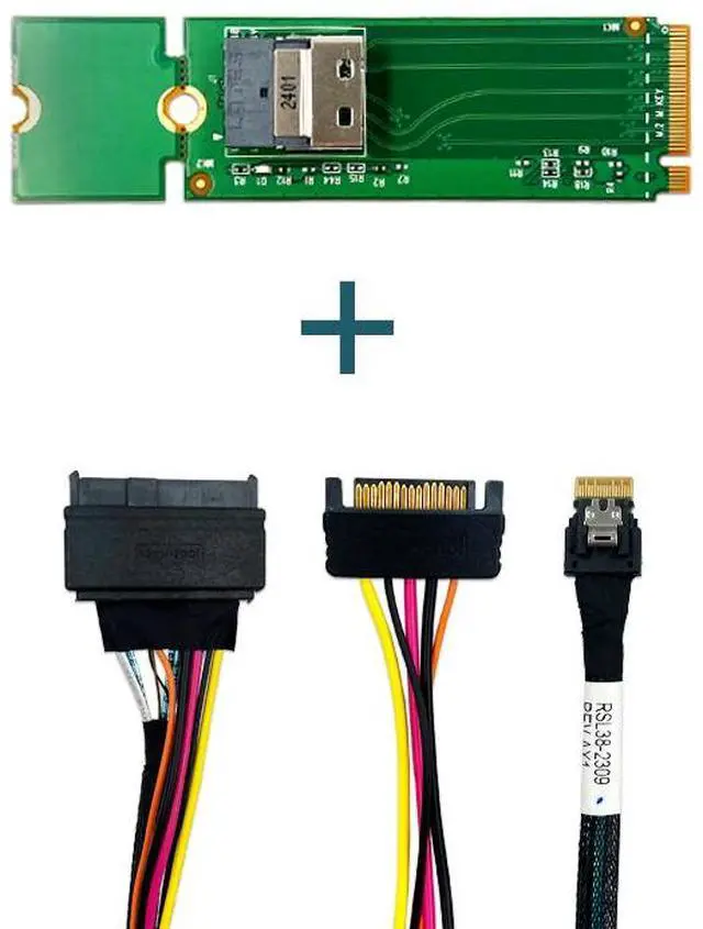 Main image of eshinreal M.2 PCIe 4.0 to SlimSAS SFF-8654 x4 adapter (2280) ---XIC 24SL with SFF-8654 4i to U.2 NVMe Cable