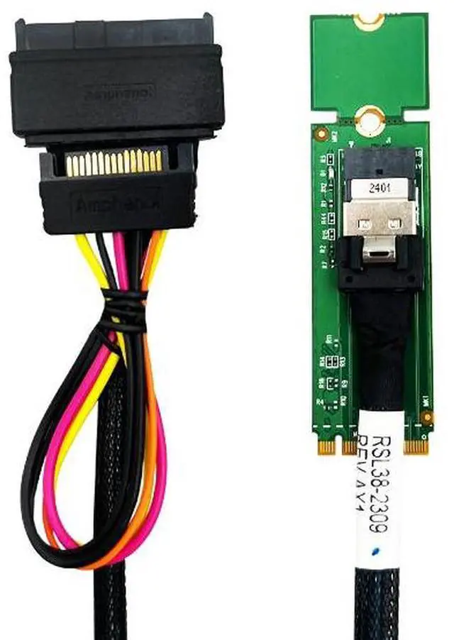 Alt view image 3 of 4 - eshinreal M.2 PCIe 4.0 to SlimSAS SFF-8654 x4 adapter (2280) ---XIC 24SL with SFF-8654 4i to U.2 NVMe Cable