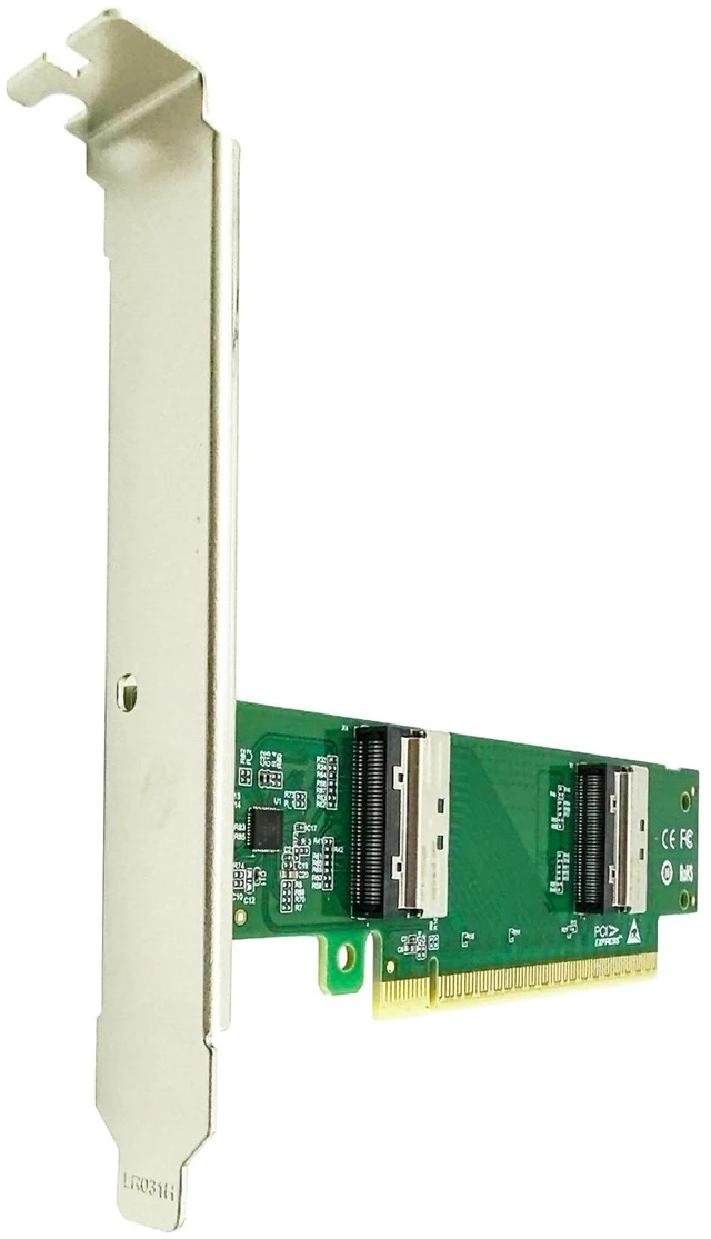 Alt view image 2 of 6 - PCIe5.0 X16 to Two MCIO Expansion Card 8I Adapter