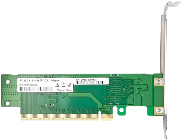 Alt view image 6 of 6 - PCIe5.0 X16 to Two MCIO Expansion Card 8I Adapter