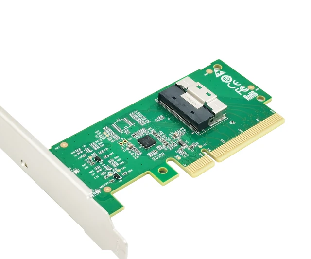 Alt view image 4 of 5 - Shinreal PCIe 4.0 x8 to SlimSAS SFF-8654 x8 NVMe Adapter, PCIe Gen4 X8 Host Breakout Card for NVMe SSD