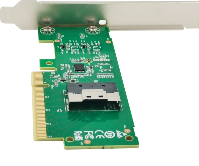Alt view image 2 of 5 - Shinreal PCIe 4.0 x8 to SlimSAS SFF-8654 x8 NVMe Adapter, PCIe Gen4 X8 Host Breakout Card for NVMe SSD