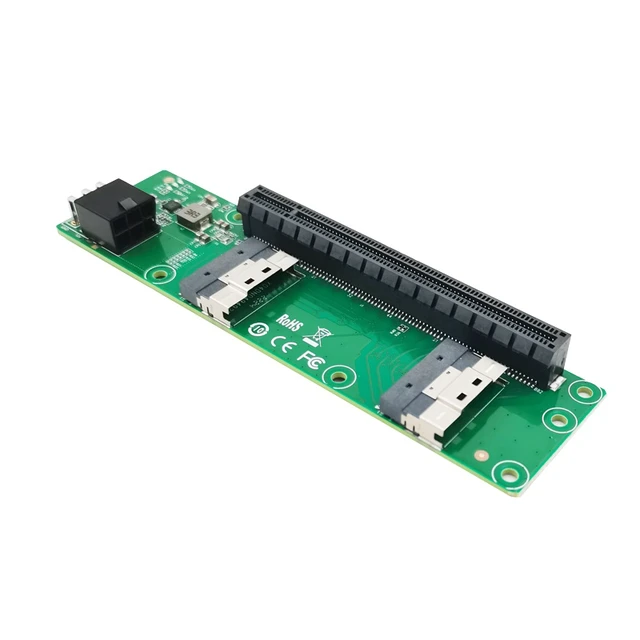 Alt view image 2 of 3 - eShinreal 2 Port SFF-8654 8I to PCIe x16 Slot Adapter ---XIC 5416PE