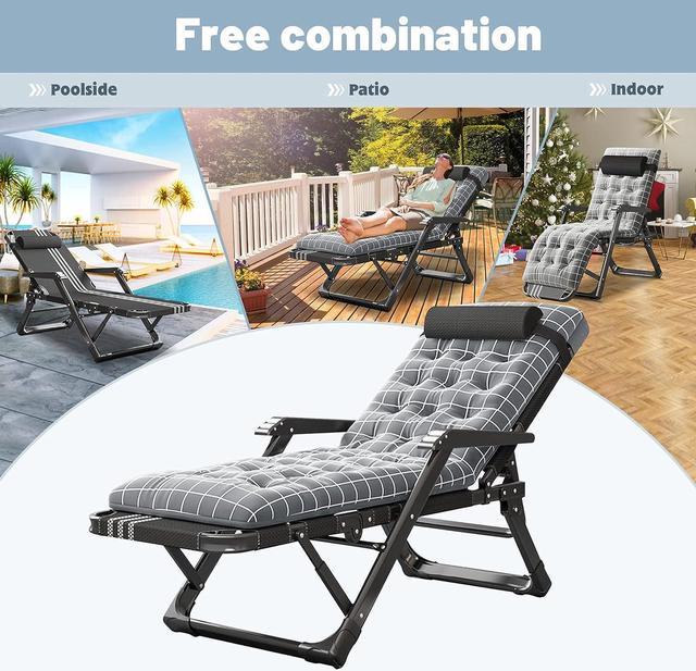 LILYPELLE Folding Chaise Lounge Chair Adjustable 5 Position