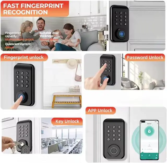 Alt view image 2 of 7 - NO. tuya waterproof smart lock with fingerprint digital electronic door lock