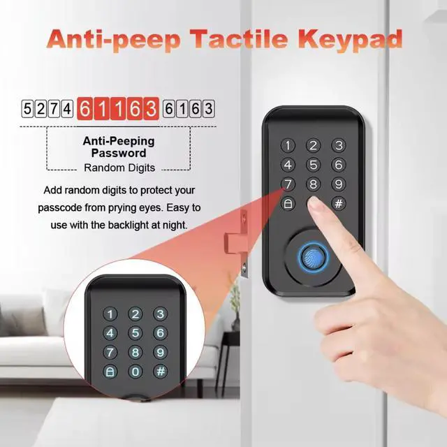 Alt view image 4 of 7 - NO. tuya waterproof smart lock with fingerprint digital electronic door lock
