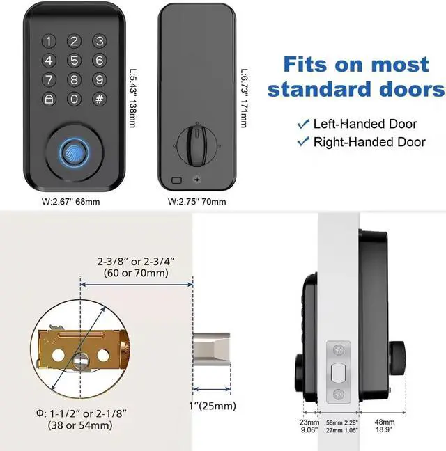 Alt view image 6 of 7 - NO. tuya waterproof smart lock with fingerprint digital electronic door lock