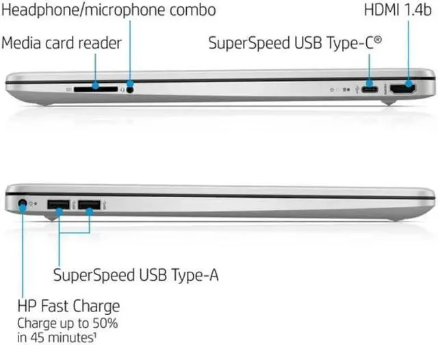 Alt view image 6 of 7 - HP 15.6" Full HD Business Laptop Intel core i3-1115G4 32GB RAM 1TB SSD Intel UHD Graphics Finger Printreader Webcam Wi-Fi Bluetooth 4.2 USB Type-C HDMI Windows 11 Pro Silver
