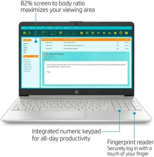 Alt view image 7 of 7 - HP 15.6" Full HD Business Laptop Intel core i3-1115G4 32GB RAM 1TB SSD Intel UHD Graphics Finger Printreader Webcam Wi-Fi Bluetooth 4.2 USB Type-C HDMI Windows 11 Pro Silver
