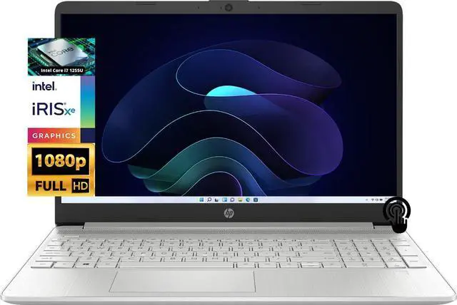 Main image of HP 15.6" Full HD 1920 x 1080 Touchscreen Intel Iris Xe Graphics Intel 12th Core i7-1255U 32GB RAM 1TB SSD HDMI 1.4 USB-C 3.0 Bluetooth Wi-Fi Webcam 720p Windows 11 Home Silver
