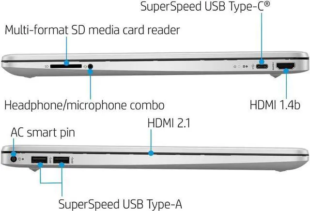 Alt view image 6 of 13 - HP 15.6" Full HD 1920 x 1080 Touchscreen Intel Iris Xe Graphics Intel 12th Core i7-1255U 16GB RAM 1TB SSD HDMI 1.4 USB-C 3.0 Bluetooth Wi-Fi Webcam 720p Windows 11 Home Silver