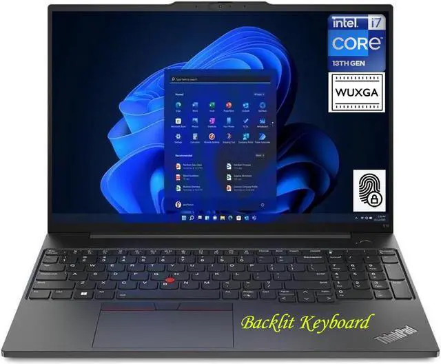 Main image of Lenovo ThinkPad E16 Gen 1 Business 16" IPS WUXGA (1920 x 1200) Intel core i7-1355U 40GB RAM 1TB SSD Backlit KB Fingerprint HDMI 2.1 Wi-Fi 6 Bluetooth 5.1 1-year Onsite Warranty Windows 11 Pro Black
