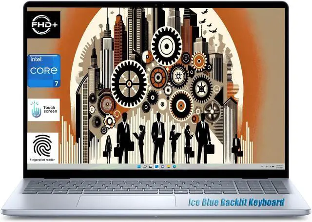 Main image of Dell Inspiron 16" FHD+ Touchscreen Business Intel core 7 150U (Beats i7-1355U) 16GB DDR5 RAM 2TB SSD Intel Graphics Wi-Fi 6E Bluetooth 5.3 HDMI USB-C 3.2 Backlit Fingerprint Windows 11 Home Ice Blue