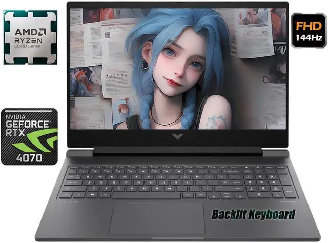 Main image of HP Victus 16.1" FHD Gaming NVIDIA GeForce RTX 4070 GDDR6 AMD Ryzen 7-8845HS (Beats i9-13900HX) 32GB DDR5 RAM 2TB SSD Backlit HDMI 2.1 USB Type C Wi-Fi 6 Bluetooth Webcam Windows 11 Pro Silver