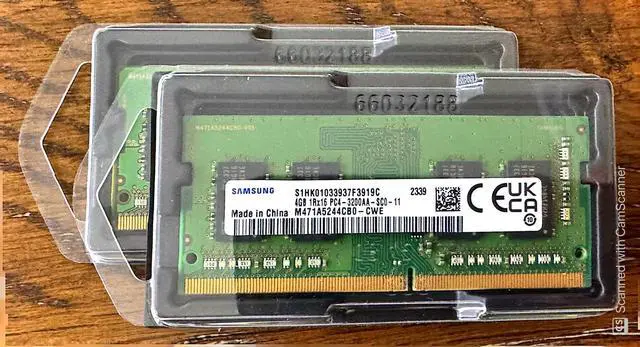Alt view image 2 of 2 - SAMSUNG RAM Kit 8GB (2x4GB) 1RX16 DDR4 SODIMM 3200MHz 260-PIN Laptop Memory Module Model M471A5244CB0 - CWE | OEM