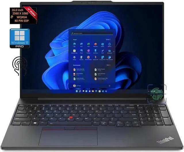 Main image of Lenovo ThinkPad E16 Gen1 16" WUXGA (1920 x 1200) Touchscreen Intel core i5-1335U 40GB RAM 2TB SSD Fingerprint Reader Backlit HDMI USB-C Wi-Fi 6 Bluetooth 5.1 Windows 11 Pro Black  | 3in1 Accessory Kit