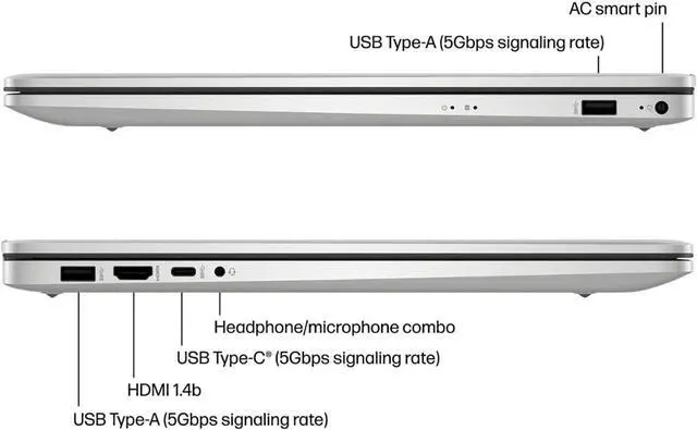 Alt view image 5 of 6 - New HP 17.3" HD+ (1600 X 900) TouchScreen AMD Radeon Graphics AMD Ryzen 5 7530U 12GB RAM 512GB SSD, Wi-Fi 6  Bluetooth 5.3 USB Type-C HDMI 1.4 Windows 11 Pro Silver