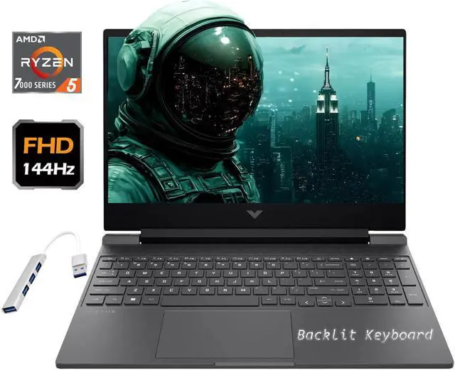 Main image of HP Victus Gaming 15.6" 144Hz FHD AMD Ryzen 5-7535HS (Beats i7-13620H) AMD Radeon RX 6550M (Beats GeForce RTX 4050) 8GB DDR5 RAM 512GB SSD HDMI 2.1 USB-C Backlit Wi-Fi 6 Bluetooth Windows 11 Pro