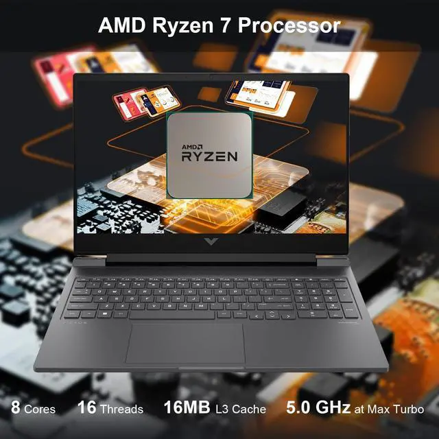 Alt view image 2 of 7 - HP Victus 16.1" FHD Gaming NVIDIA GeForce RTX 4070 GDDR6 AMD Ryzen 7-8845HS (Beats i9-13900HX) 32GB DDR5 RAM 2TB SSD Backlit HDMI 2.1 USB Type C Wi-Fi 6 Bluetooth Webcam Windows 11 Pro Silver