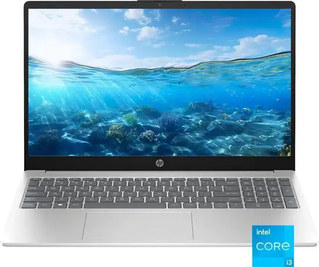 Main image of HP 15.6" HD Touch Intel core i3-1215U (Beats i5-1135G7) 8GB RAM 256GB SSD Intel UHD Graphics HDMI 1.4 USB-C 3.0 WebCam Bluetooth Wi-Fi 6E Long Battery Windows 11 Pro Silver Bundled with HB Value Gift