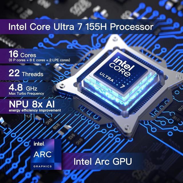 Alt view image 2 of 7 - ASUS NUC 14 Pro Slim Mini PC Intel Core Ultra 7 155H Intel Arc Graphics 16GB DDR5 RAM 1TB PCIe SSD Thunderbolt 4 Wi-Fi 6E  Bluetooth 5.3 Support 8K / 4K Quad Monitors Windows 11 Pro | VESA Mount